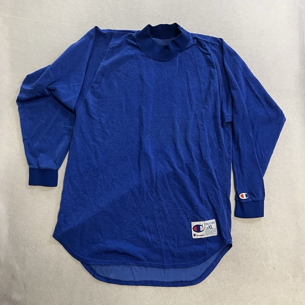 Vintage Champion Mock Neck Long-Sleeve Shirt Men's Size XL Performance 80s